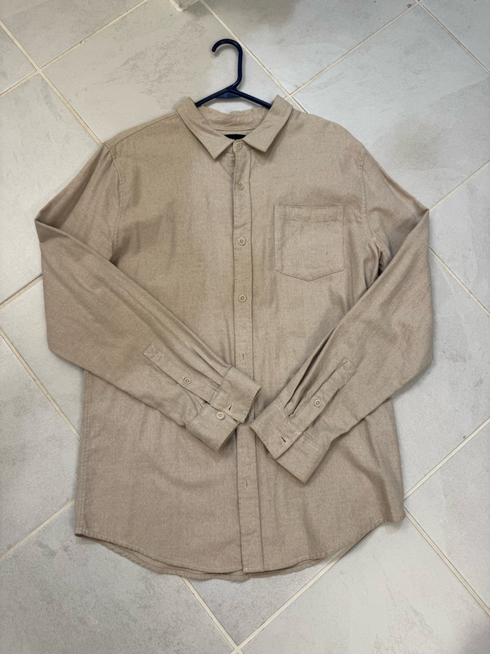 PacSun Men's Long-Sleeve Button-Up Shirt in Beige